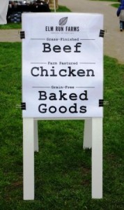 Beef Chicken and Baked goods sign